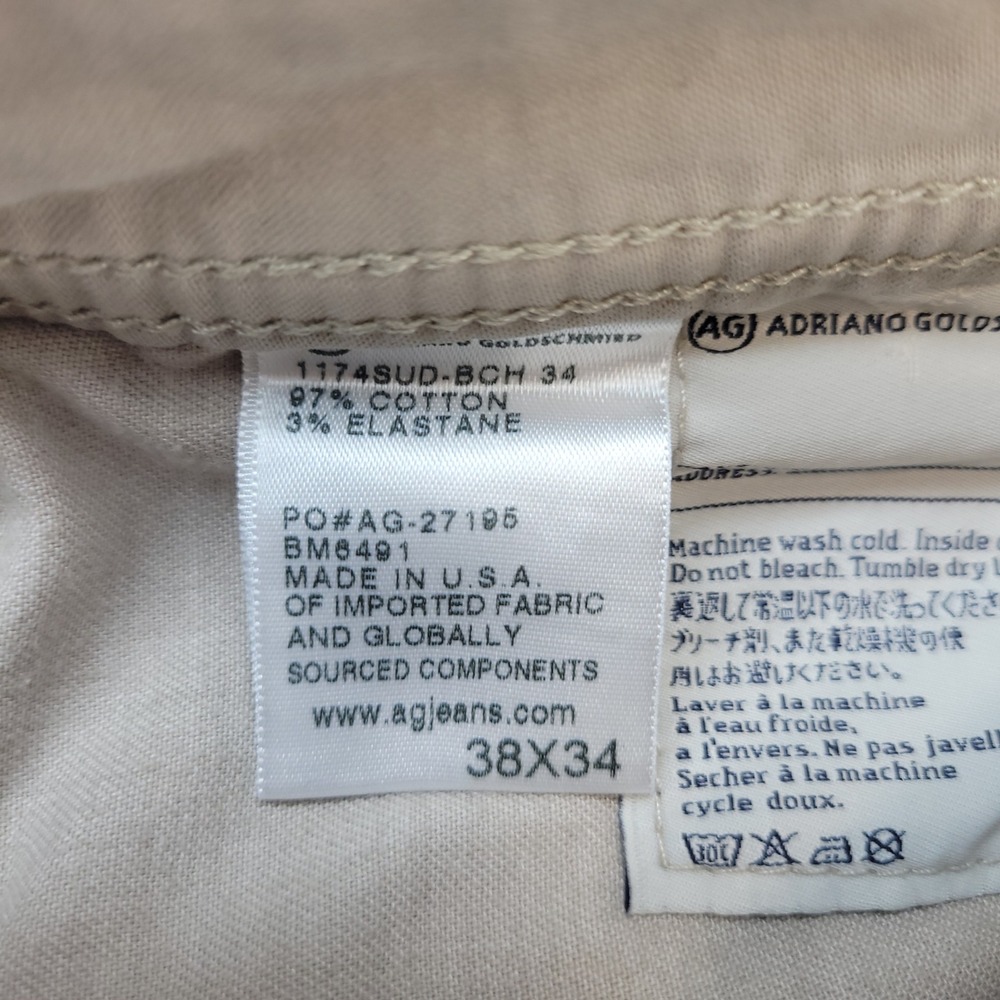 AG Adriano Goldschmied The Graduate Pants Mens 38x34 Tan Tailored Leg Khaki - Picture 6 of 12
